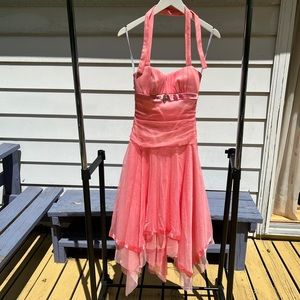 Masquerade size 3/4 dress neck tie strap design in pink